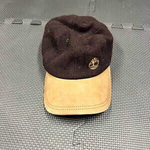Timberland Wool & Suede Brown Baseball Cap With Adjustable Strap